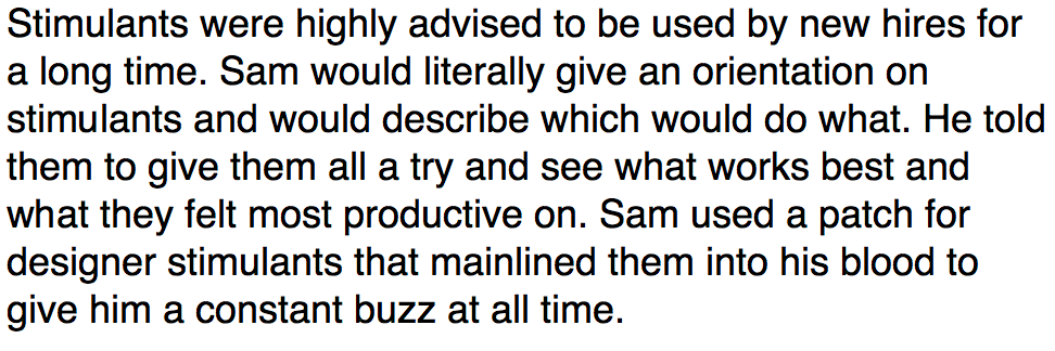 Stimulant Usage Comment